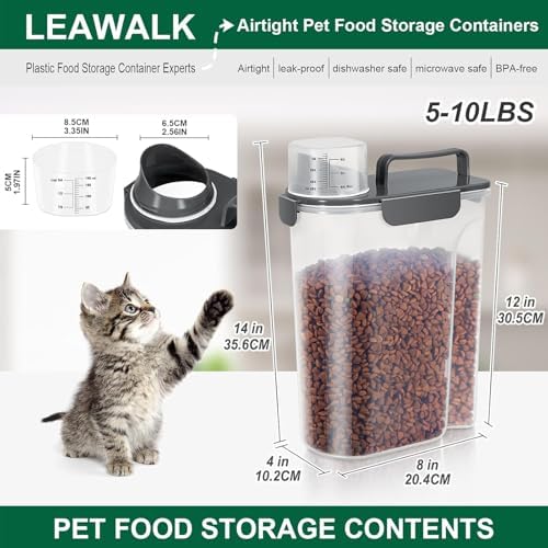 LEAWALK Cat Dog Pet Food Storage Container 5-7Lbs BPA-free (Black×2, 5L-2pack) - Image 3
