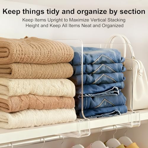 Purse Organizer for Closet Shelf Dividers: Clear Acrylic 12-Pack - Image 4