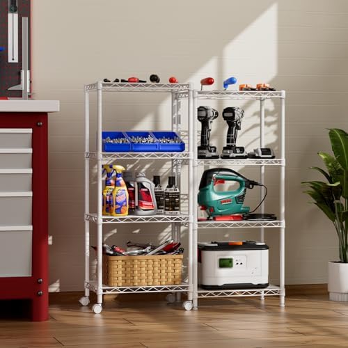 SINGAYE 4 Small Wire Shelves Kitchen Pantry Close Home Organizers and Storage Bathroom Shelf Laundry Room Organization Adjustable Book Metal Garage Shelving Unit - Image 2