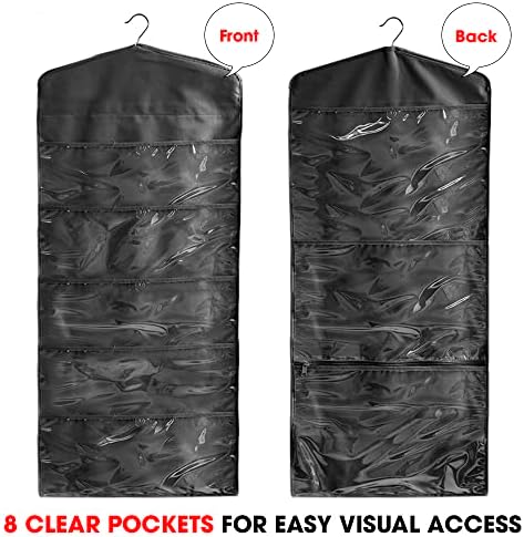 Gift Bag and Tissue Paper Storage, Hanging Organizer with Multiple Front and Back Pockets Double Sided, Organize Gift Wrap and Paper Bags 38 x 16 Inch (Full Black) - Image 4