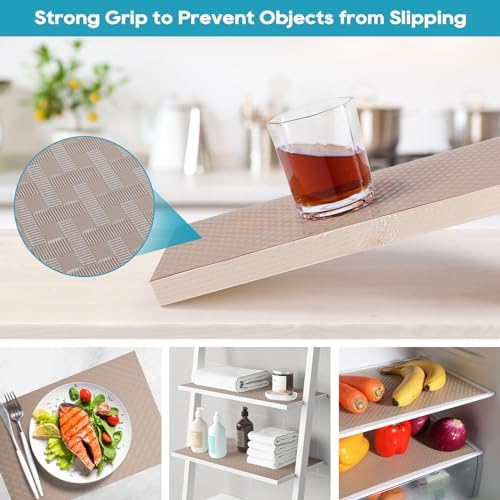 Kitchen Shelf Liner, Non Slip Drawer Fridge Mat Beige 11.8"× 236.2" - Image 6