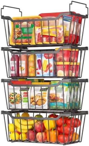Goovilla Freezer Organizer Bins for 5-7 Cu.FT Chest Freezer, 4 Pack Black by Goovilla
