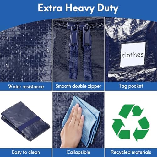 2-Pack Extra-Large Heavy-Duty Storage Totes – Waterproof & Reinforced Blue - Image 3