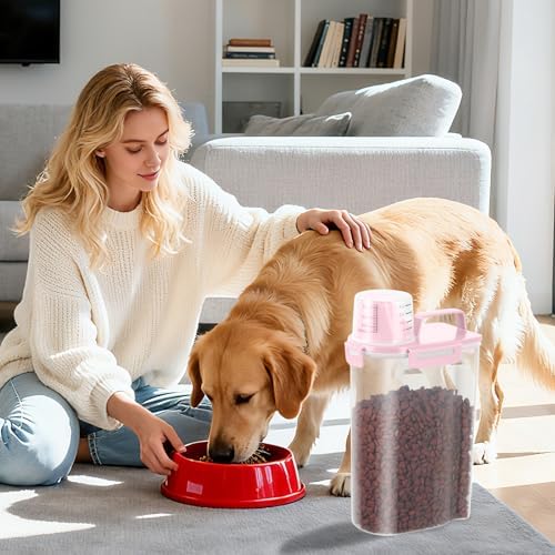LEAWALK 3-5Lbs Airtight Small Dog Cat Pet Food Storage Container-Pink 2Pack - Image 7