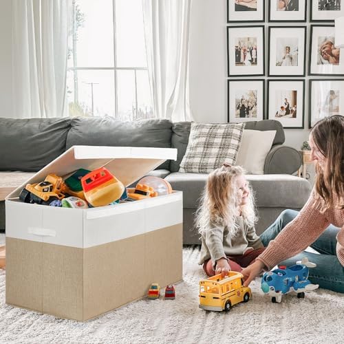 INDRESSME 122L Large Toy Storage Box with Lid Collapsible Toy Chest - Image 2