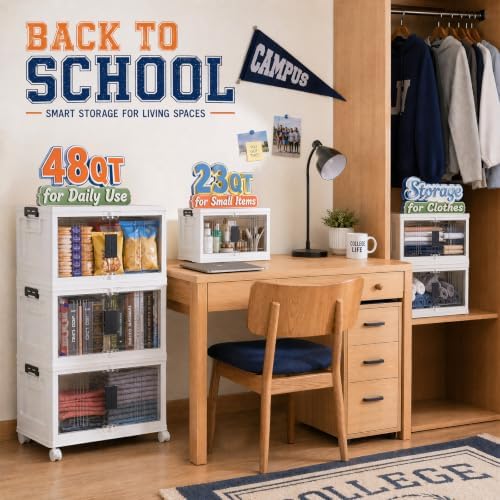 OlarHike 48QT Storage Bins with Lids for Home, Closet, Dorm, Room, 4 Pack - Image 3