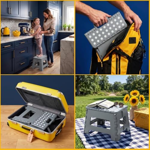 Utopia Home Folding Step Stool 9 Inch, Anti-Slip, Grey, 1-Pack - Image 4