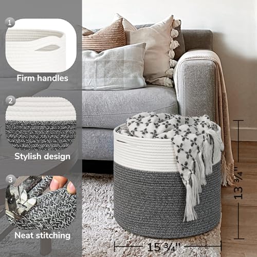 Goodpick Woven Blanket Basket Living Room, Toy Bin for Playroom, 45L - Image 3