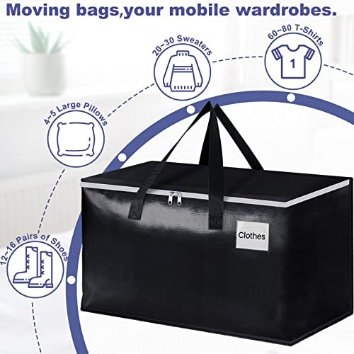 StorageRight Moving Bags, Moving Boxes, 93L 4-Pack Sotrage Bags Totes,Black - Image 4