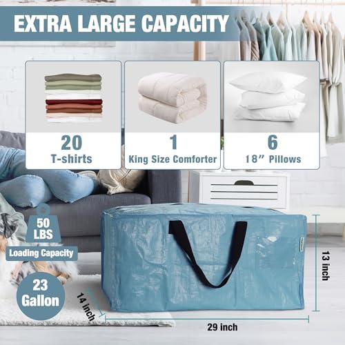 WORKPRO 6 Pack Extra Large Moving Bags with Backpack Straps & Handles - Image 3