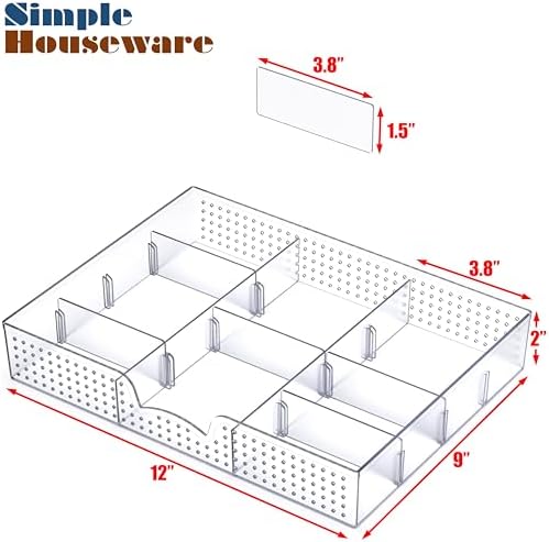 Simple Houseware Drawer Organizer Tray, 9 Adjustable Compartments, Clear - Image 7