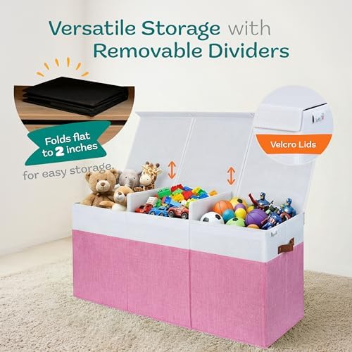 SoftOwl Extra Large Toy Storage Organizer with Lid - Sturdy, Collapsible Toy Chest Storage Box Design - Toys Bin with Dividers for Kids, Nursery, Bedroom, Playroom 37"x16"x14" - Image 5