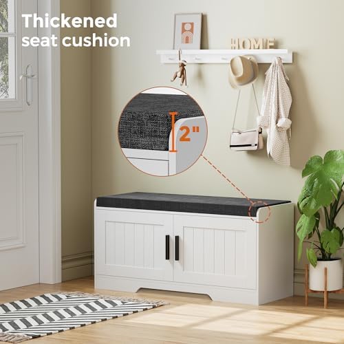 Homleke Shoe Storage Bench, 2 Doors & Thickened Padded Seat Cushion - Image 4