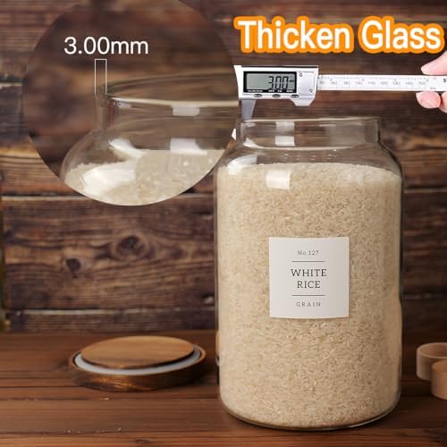 CZSZYGHBAO 2 PCS Large Glass Jar with Airtight Lid, Glass Food Storage Jars for Tea,Spice,Cereal, Egg,Flour,Coffee and More(1 gallon/4000 ml) - Image 3