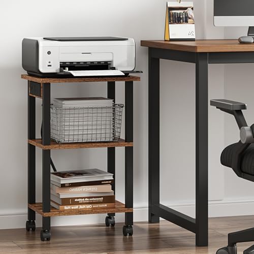 TUTOTAK Printer Stand, 3 Tier Rolling Printer Cart with Charging Station - Image 3