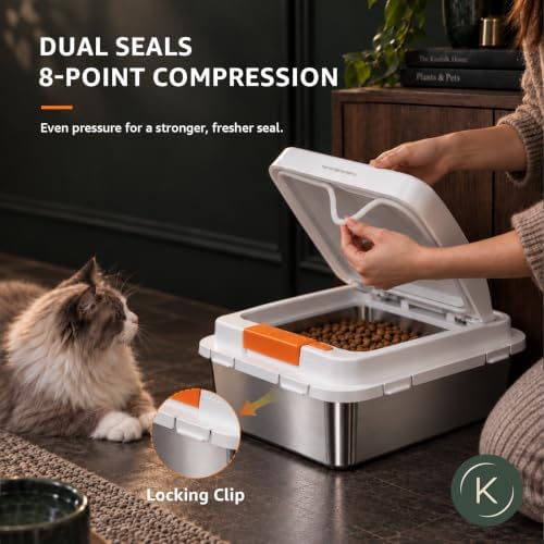 kotlie 11 lb Airtight Stainless Steel Cat Dog Food Storage Container PP Lid - Image 3