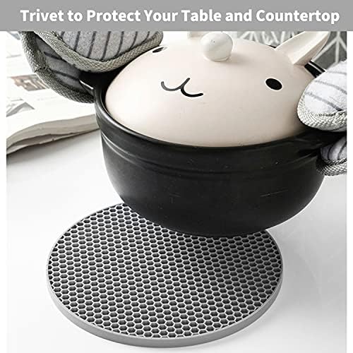 Silicone Trivet Mats, Silicone Pot Holders for Hot Pots and Pans, Heat Resistant Counter Mats for Tables, Countertops, Spoon Rest and Large Coasters, 4 Pack Gray Trivets for Hot Dishes - Image 3