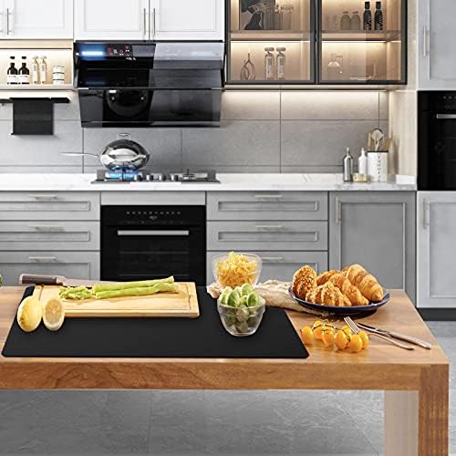 Ewen 25.6x17.7in Large Silicone Kitchen Counter Mat, 2mm Thick Heat Resistant Countertop Protector, Baking Silicone Mat under Air Fryer Toaster Oven Microwave Coffee Maker Cutting Board Drill Black - Image 2