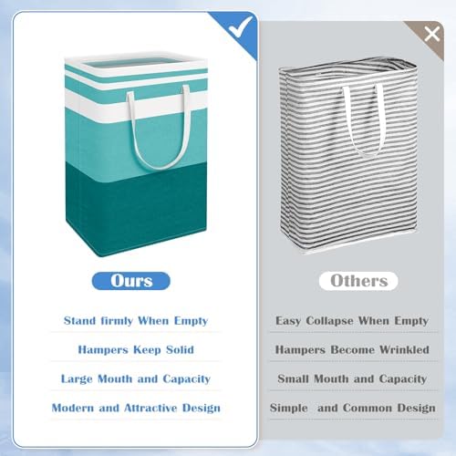 BlissTotes 3-Pack Laundry Basket, Collapsible Laundry Hamper, Green, 88L - Image 3