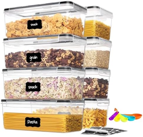 8pc 3.2L Airtight Canisters with Lids, Kitchen Dry Pantry Storage by stusgo