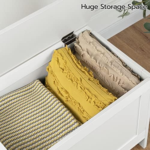 HOOBRO Toy Box, Retro Wooden Look Storage Chest with Safety Hinge, Entryway Storage Bench Supports 330 lb, 39.4 x 15.7 x 18.9 Inches Toy Chest Organizer, Easy Assembly (White) - Image 6