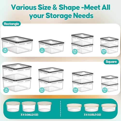 40 Pcs Food Storage Containers with Lids Airtight (20 Lids & 20 Containers) - Image 2