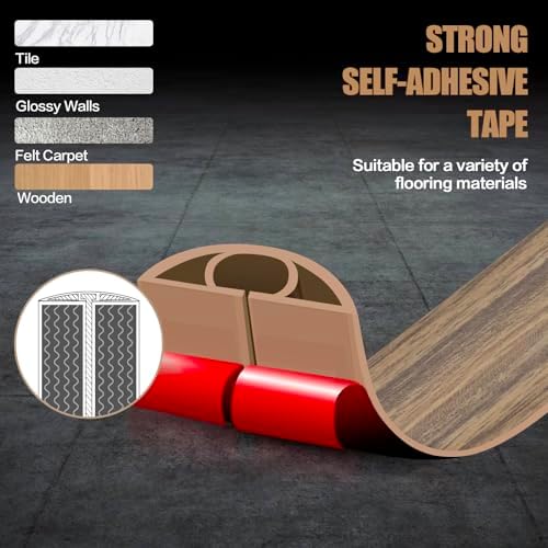 Floor Cord Cover Self Adhesive Cord Hider,10FT Cable Management, Extension Strip Protector for Wires, Prevent Cable Trips for Offices, Gyms, Exhibitions Cavity:0.39"(W) x0.27(H) Woodsmokedbrown - Image 4