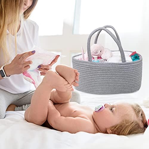 ABenkle Baby Diaper Caddy Organizer, Cotton Rope Nursery Storage Basket - Image 2