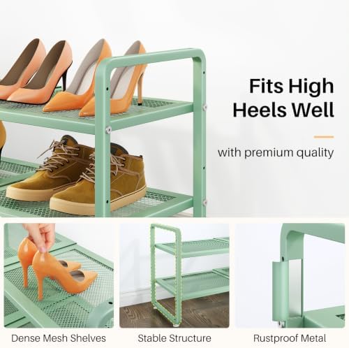 Expandable Metal Shoe Rack for Closet, Entryway & Garage, 2-Tier, Green - Image 5