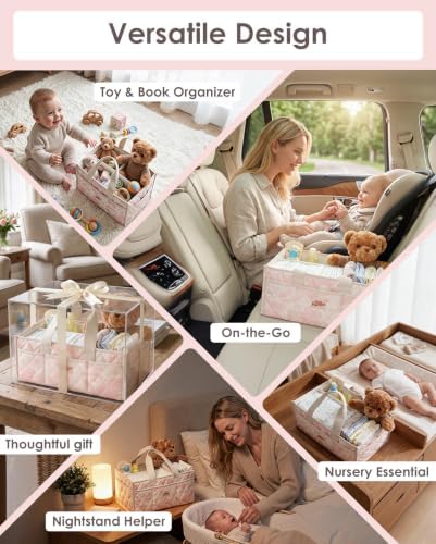 Diaper Caddy Organizer – Portable Nursery Storage with Removable Divider - Image 4