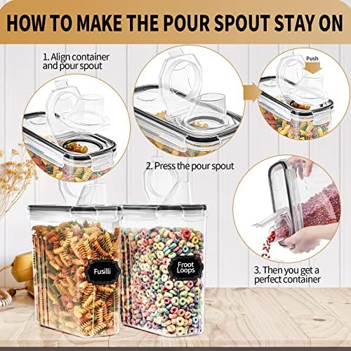 PRAKI Cereal Containers Storage Set (4L,135.2 Oz) with Pour Spout, 4PCS - Image 5