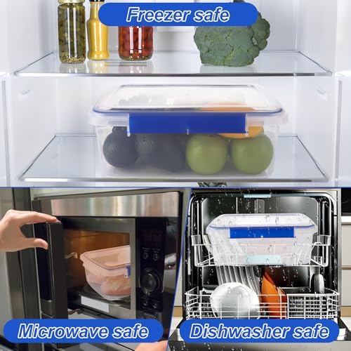 2 Pcs Large Food Storage Containers with Airtight Lid, 5.5L Reusable Meal Prep Container, Food-Grade Plastic Bread Box for Homemade Bread, Cookies, Food - Image 4