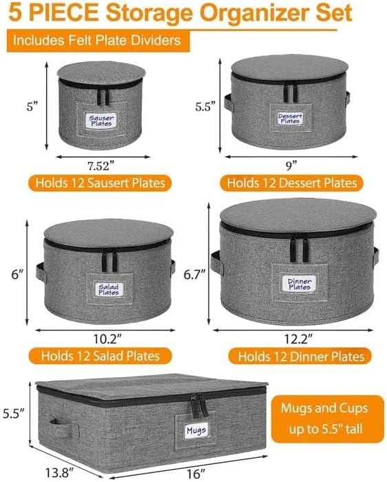 punemi China Storage Containers 5-Piece Hard Shell Dinnerware Moving Boxes - Image 6