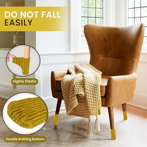 IAMZAY Chair Leg Socks 16 Pcs Gold Furniture Leg Covers Floor Protectors - Image 5
