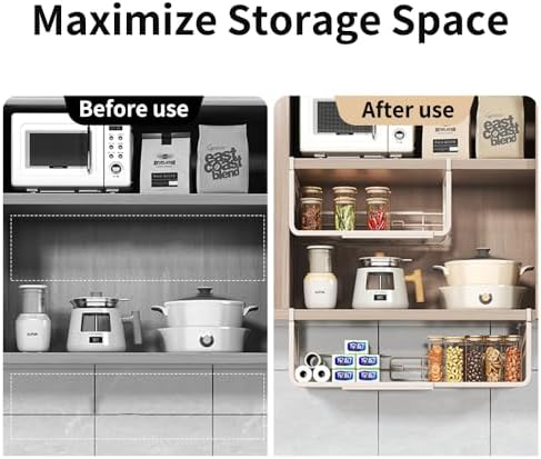 Expandable Under Shelf Basket Organizer, Under Shelf Storage, Hanging Baskets Under Cabinet for Pantry Kitchen Cupboard Desk Counter Bookshelf Space Saver Heavy Duty Slide-in (Black, 2 Pack) - Image 5