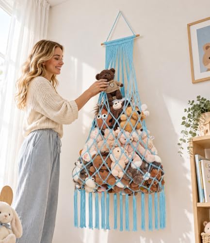 Stuffed animal net Hammock - Large 44'' H, Space-Saving (Sky Blue) - Image 2