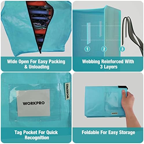 WORKPRO 6 Pack Extra Large Moving Bags with Backpack Straps & Handles - Image 5