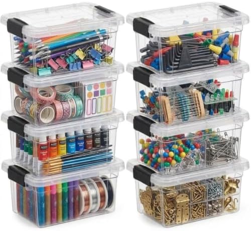 Superio 1.85 Quart Clear Plastic Storage Boxes with Lids, Stackable Organizer Containers, BPA-Free Storage Bins for Home, Office, School & Dorm, 8 Pack by Superio