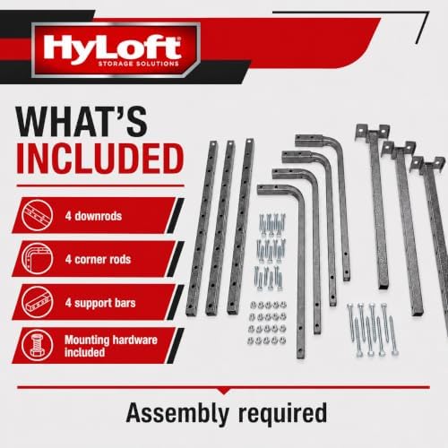 HyLoft Adjustable Garage Ceiling Mount Storage Rack Kit, Ceiling Shelving Mounts, 34 in. x 26 in., 80844-10, Hammertone - Image 6
