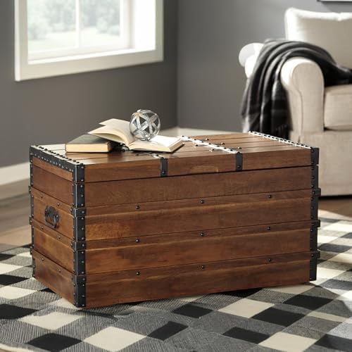 Signature Design by Ashley Storage Trunk Coffee Table, Brown, Kettleby - Image 2
