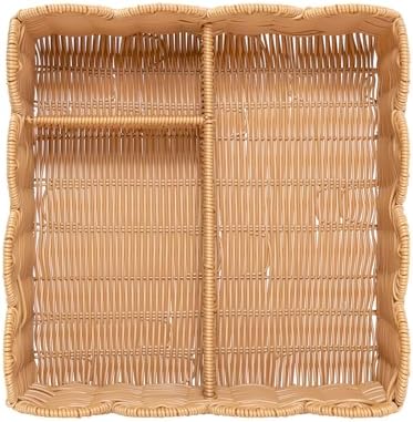 Rattan Divided Scalloped Basket,Wicker Diaper Caddy Scalloped Baske,Woven Natural Basket with 4 Dividers,Suitable for Baby Rooms, Bathrooms, Bedrooms (Imitation Rattan) - Image 6