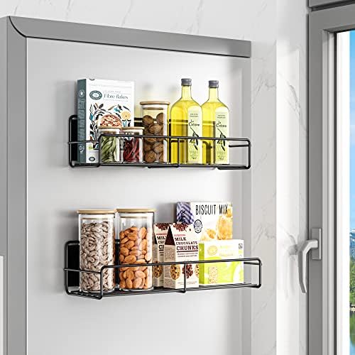 Mystozer Metal Magnetic Spice Rack for Refrigerator Black, 2 Pack by Mystozer