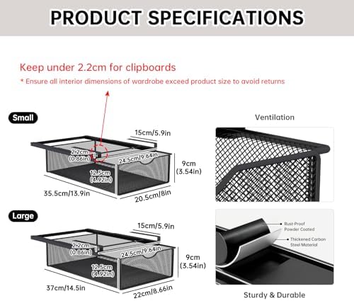 2 Pack Underwear Sock Drawer Organizer Set, Pull-Out Storage Baskets for Bra & Clothing, Closet & Dorm Room Organization Essentials(Black) - Image 5