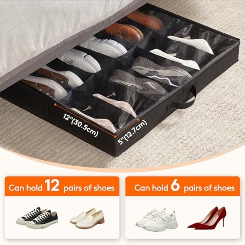 Lifewit Under Bed Shoe Storage Organizer Container, 1 Pack(12 Shoes Cells) - Image 4