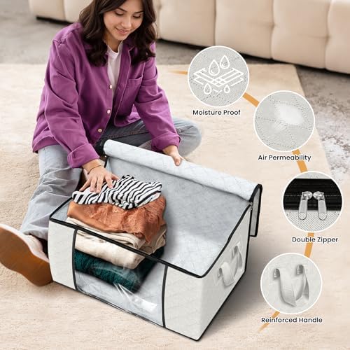 Fab totes 3 Pack Storage Bags for Clothes Blanket Storage Bins with Lids - Image 4
