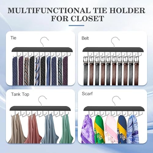 Tie Rack Hanger for Closet,2 Blet Organizer for Men with 20 Foldable Hooks - Image 6