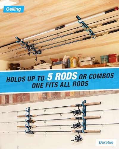 Ghosthorn Fishing Rod Rack,Wall or Ceiling Mounted Pole Holder Garage - Image 2