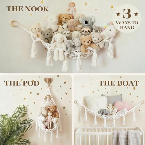 Stuffed Animal Storage Hammock, Large Toy Hammock Net for Stuffed Animals Room Decor, Cute Toy Display Plushie Net, Jumbo Doll Corner Stuff Animals Organizer Decorations - Image 4