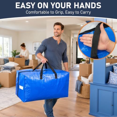 6 Pack Extra Large Moving Bags with Reinforced Handles for Dorm Room - Image 4