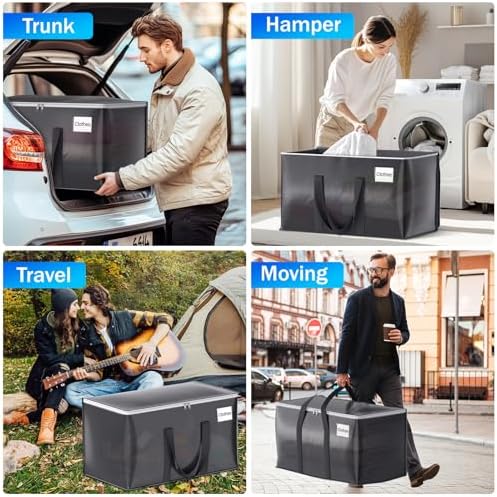 ElegantArray 6 Pack Moving Bags Heavy Duty, Moving Boxes, Storage Bags with Zipper & Handles & Tag for College & Dorm Moving Supplies Grey Laundry Hamper Bag, Foldable Space-saving Totes (93L, Grey) - Image 6